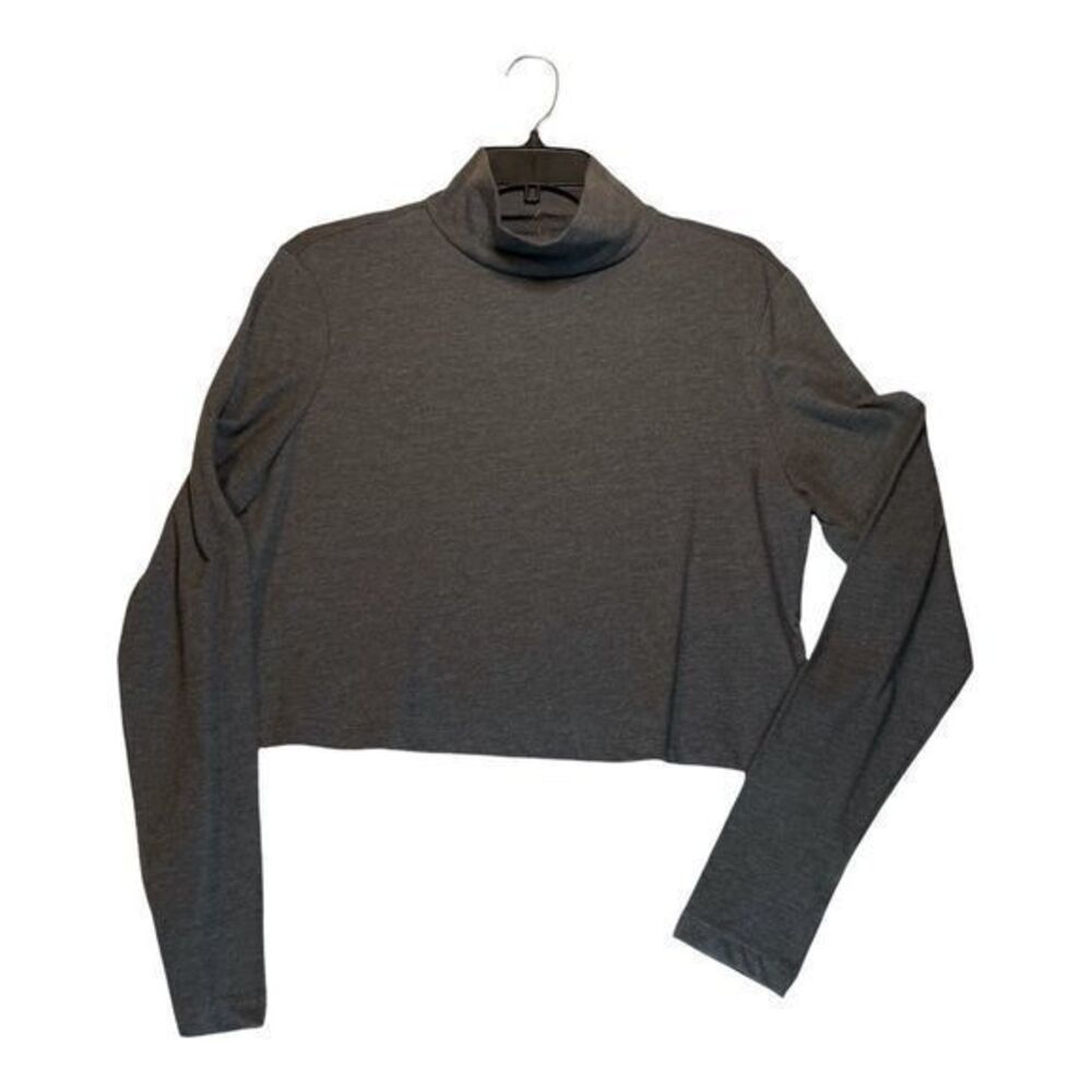 Wild Fable Crop Top Womens Size Large Gray Mock Neck Jersey 90s